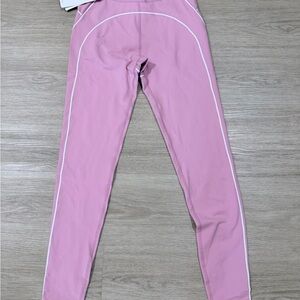 ALO Yoga Pink heart throb Leggings with White Accents